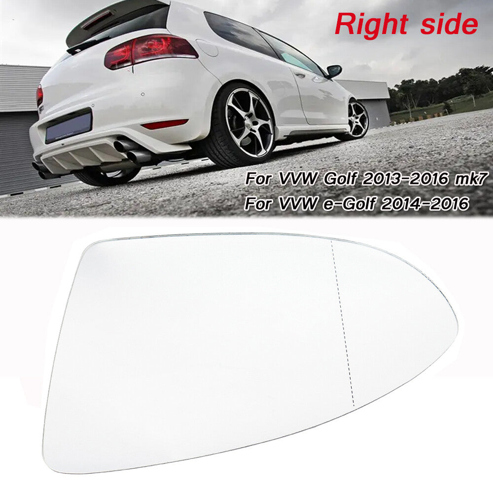 for VW for Golf Right Driver wing mirror glass 2013-2016 door Wide Angle Heated Rear