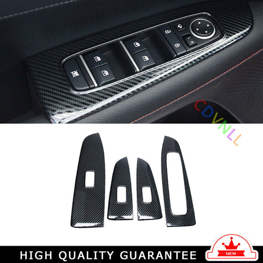 Glass Window Lifting Lock Panel Trim for Kia K3 Forte 2019-22 Steel Carbon Fiber