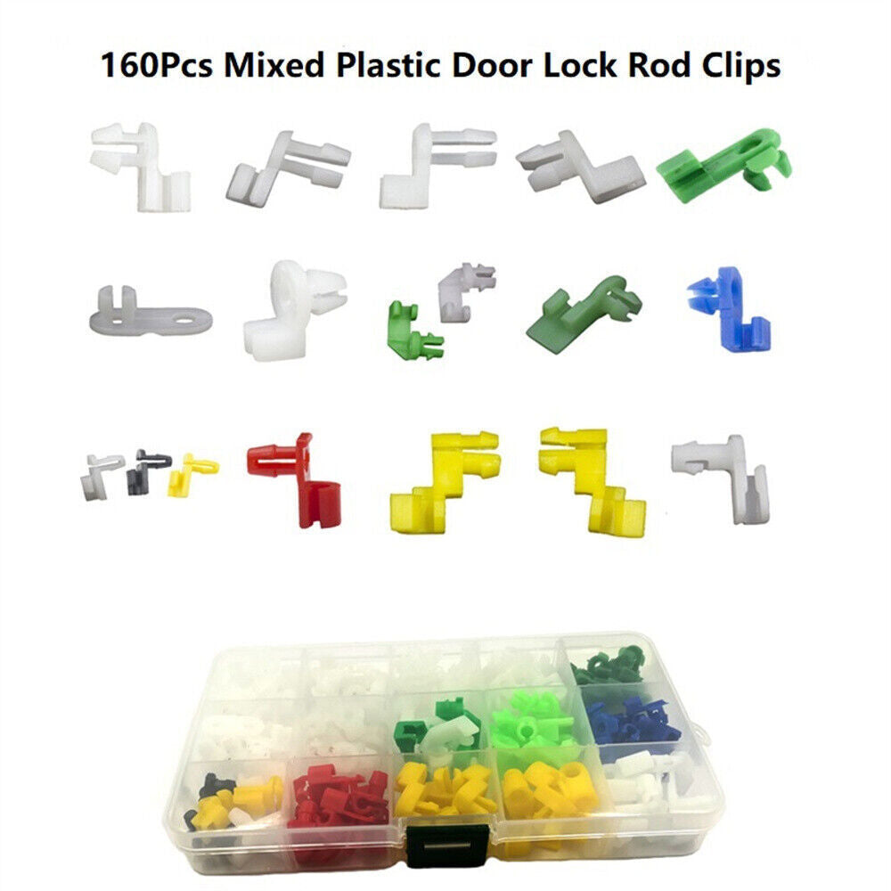 160 Pcs Mixed Car for SUV Door Lock Rod Clip Side Fastener Retainer Universal w/ Box