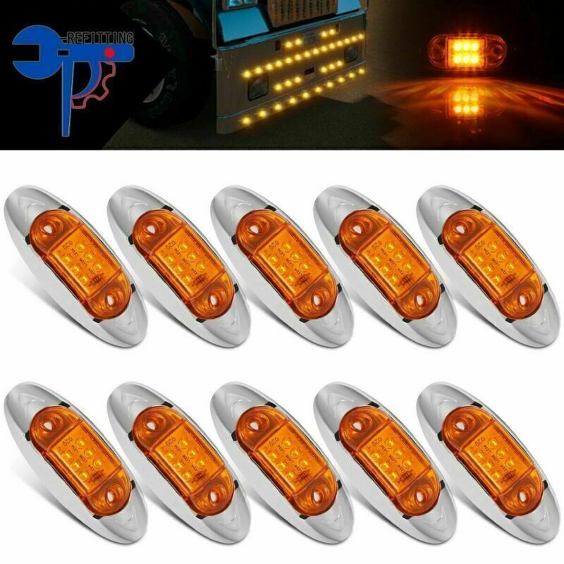 10pcs Trailer Side Marker 6LED Clearance / Running Truck Light Amber Lamp