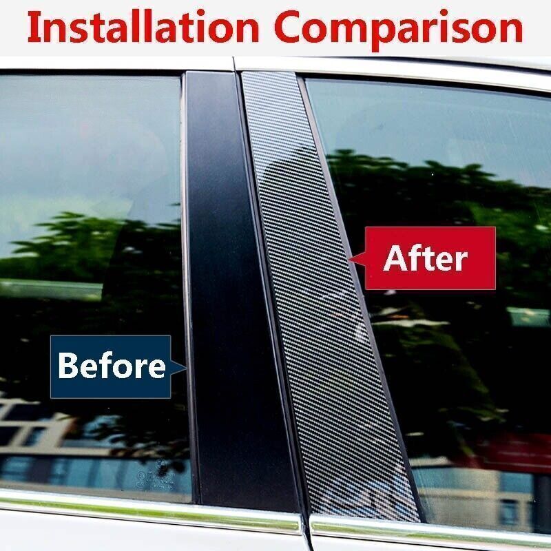 for Audi A3 2014-18 Carbon Fiber Pillar Posts Door Window Molding Strip Trims 6P