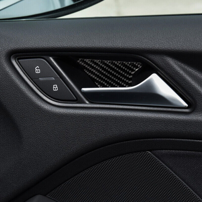Real Carbon Fiber Car Inner Handle Door Handle Bowl Cover for Audi A3 S3 14-19