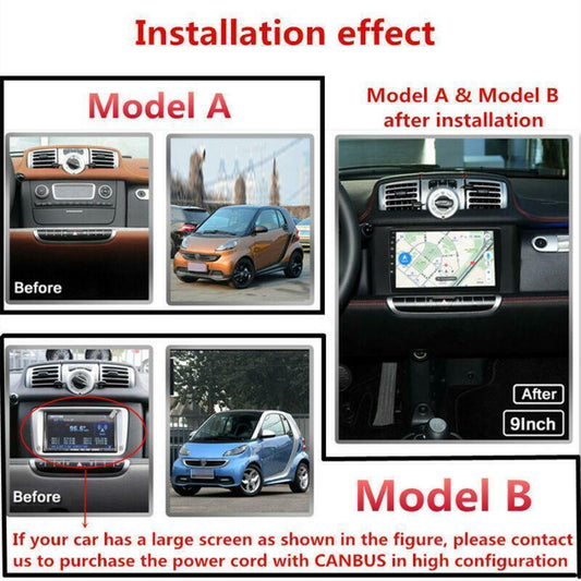 9 Android 9.1 Car Stereo Radio GPS Navigation 1+16G for Smart Fortwo 2011-2014