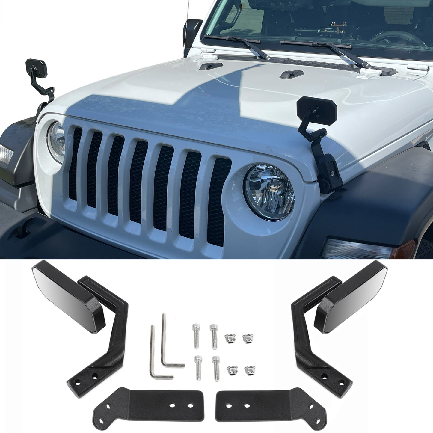 for Jeep for Wrangler JL JT JK 2011-2022 Wide Angle Hood Blind Spot Mirrors L&R