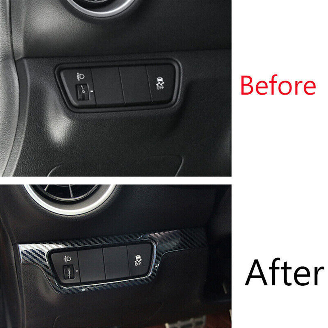 for Kia K3 Forte 2019-2021 Carbon ABS Headlight Switch Button Cover Frame Trim
