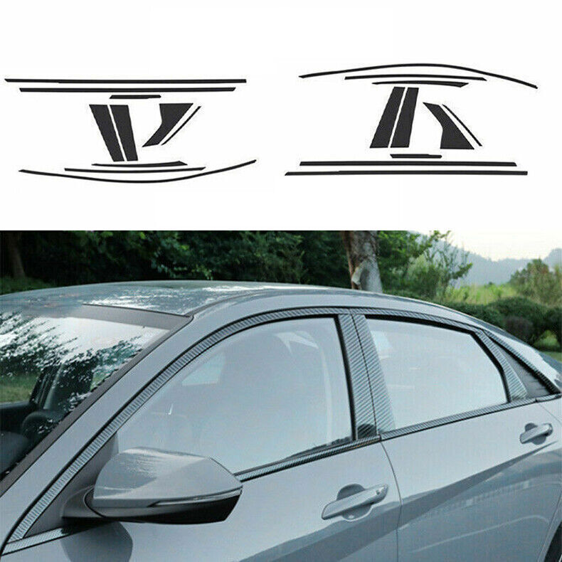 20x for Hyundai for Elantra 2021-23 Carbon Fiber Steel Window Pillar Sill Strip Trim