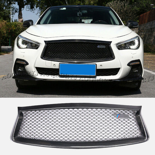 Carbon Fiber For 2018-2020 for Infiniti Q50 Front Bumper Grill Grille Replace Refit