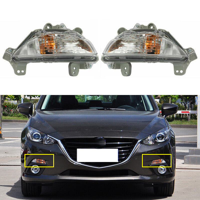 1 Pair Front Bumper Turn Signal Light Fog Lights for Mazda 3 axela 2014-2016