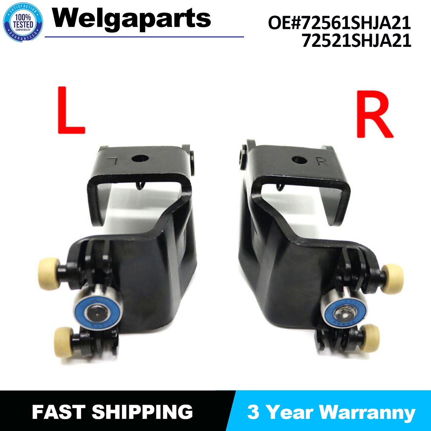 Pair Left Right Center Mount Sliding Door Rollers For 2005-2010 for Honda Odyssey