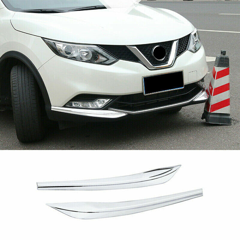 2pcs for Nissan Rogue Sport 2017-21 ABS Chrome Front Bumper Side Spoiler Cover