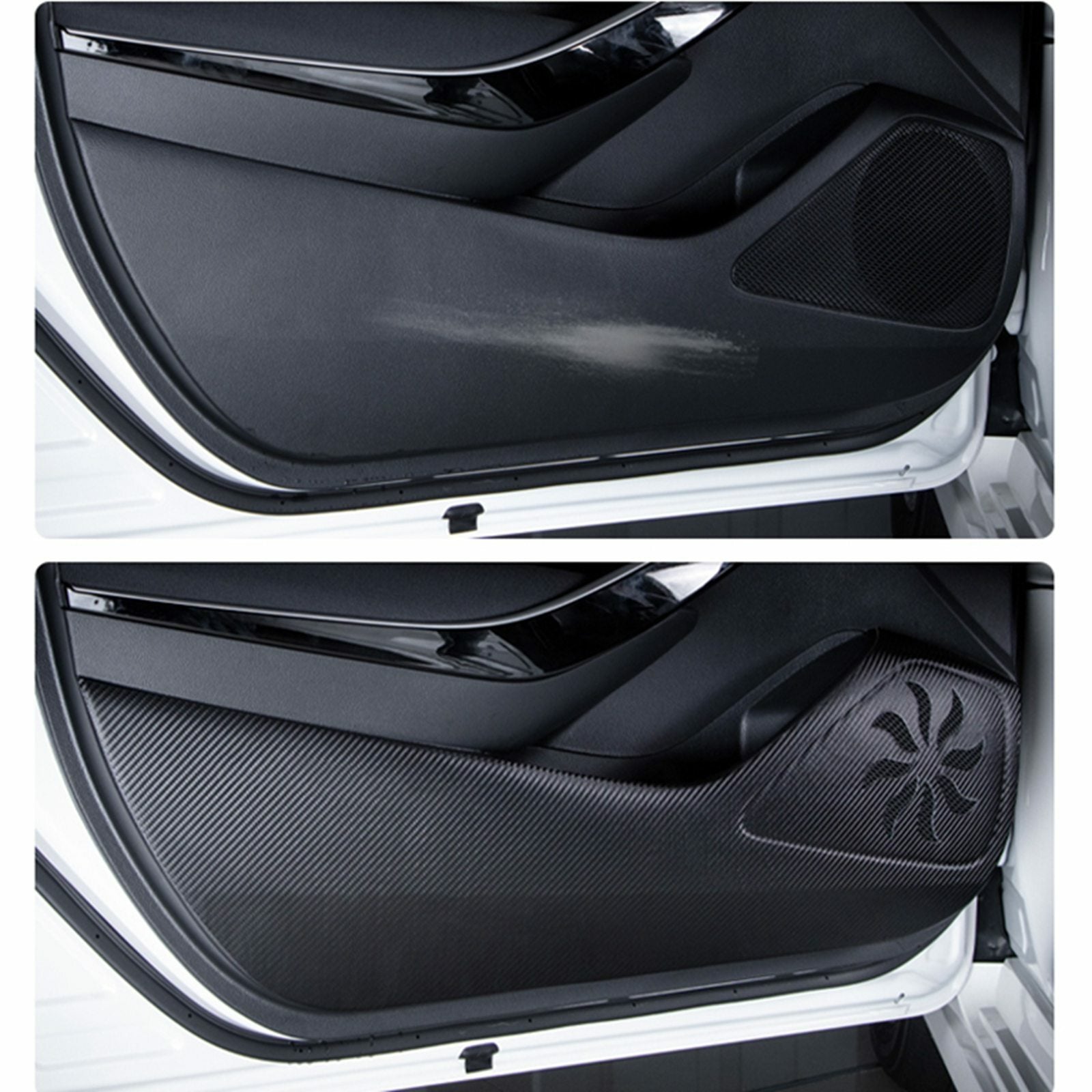Carbon Fiber Leather Door Anti Kick Pad Panel Cover Fit for Hyundai for Tucson 21-22 AT
