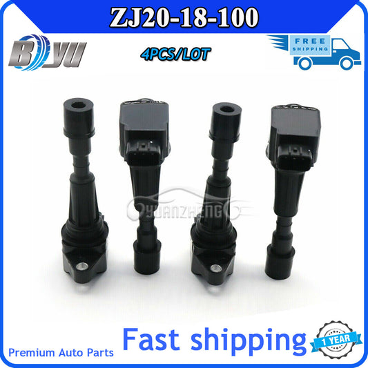 For 11-15 for Mazda 2 1.5L-L4 for Mazda 3 1.4L 1.6L Ignition Coil Set (4) ZJ20-18-100A