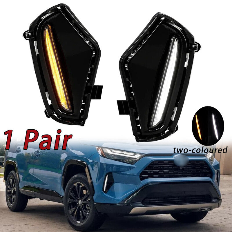 LED Double Color DRL Fog Lights W/Turn Signal Function for Toyota RAV4 2019-2024