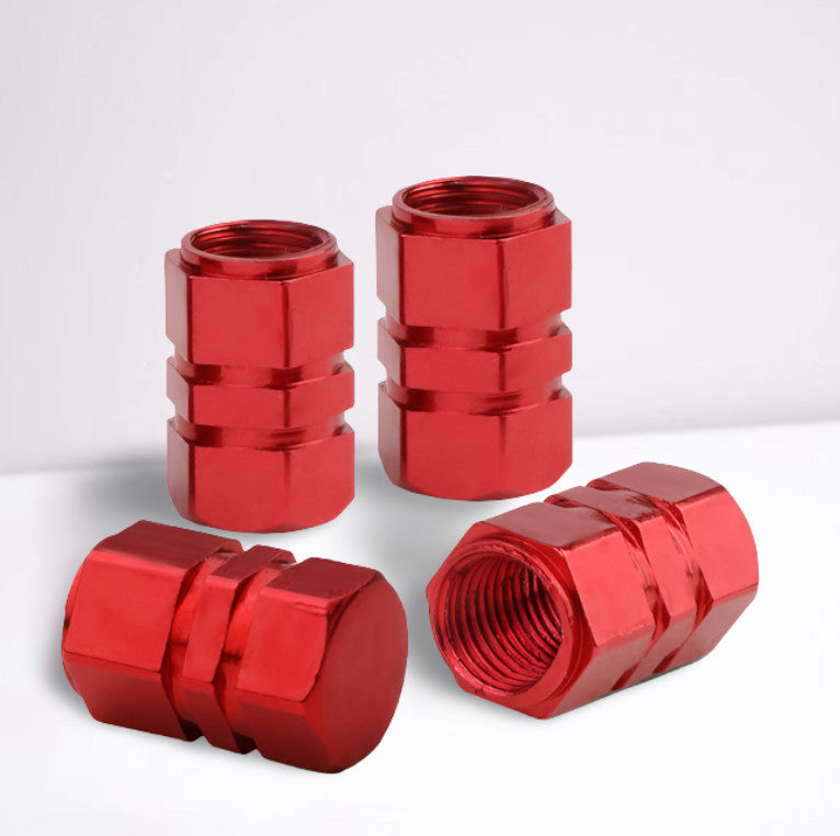 4-Piece Red 17mm Car Tire Valve Cover Stem Cover Air Valve Dust Cover  for ford