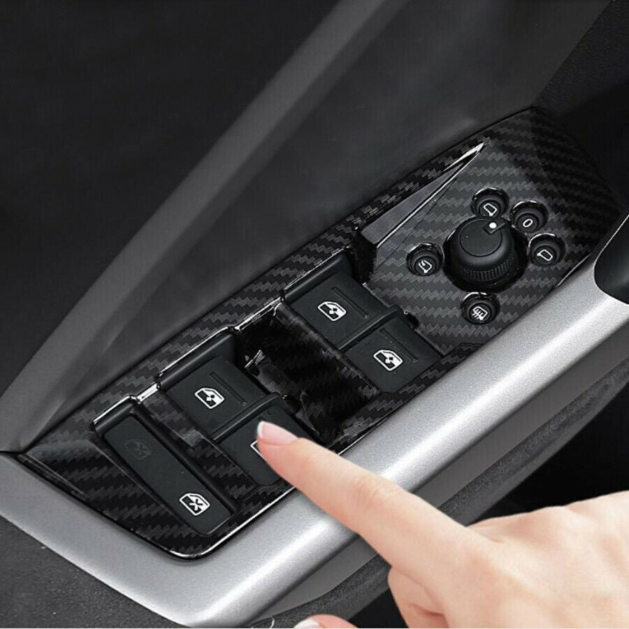 for Audi Q3 19-2021 Carbon Fiber Look Interior Window Switch Panel Cover Trim 4X