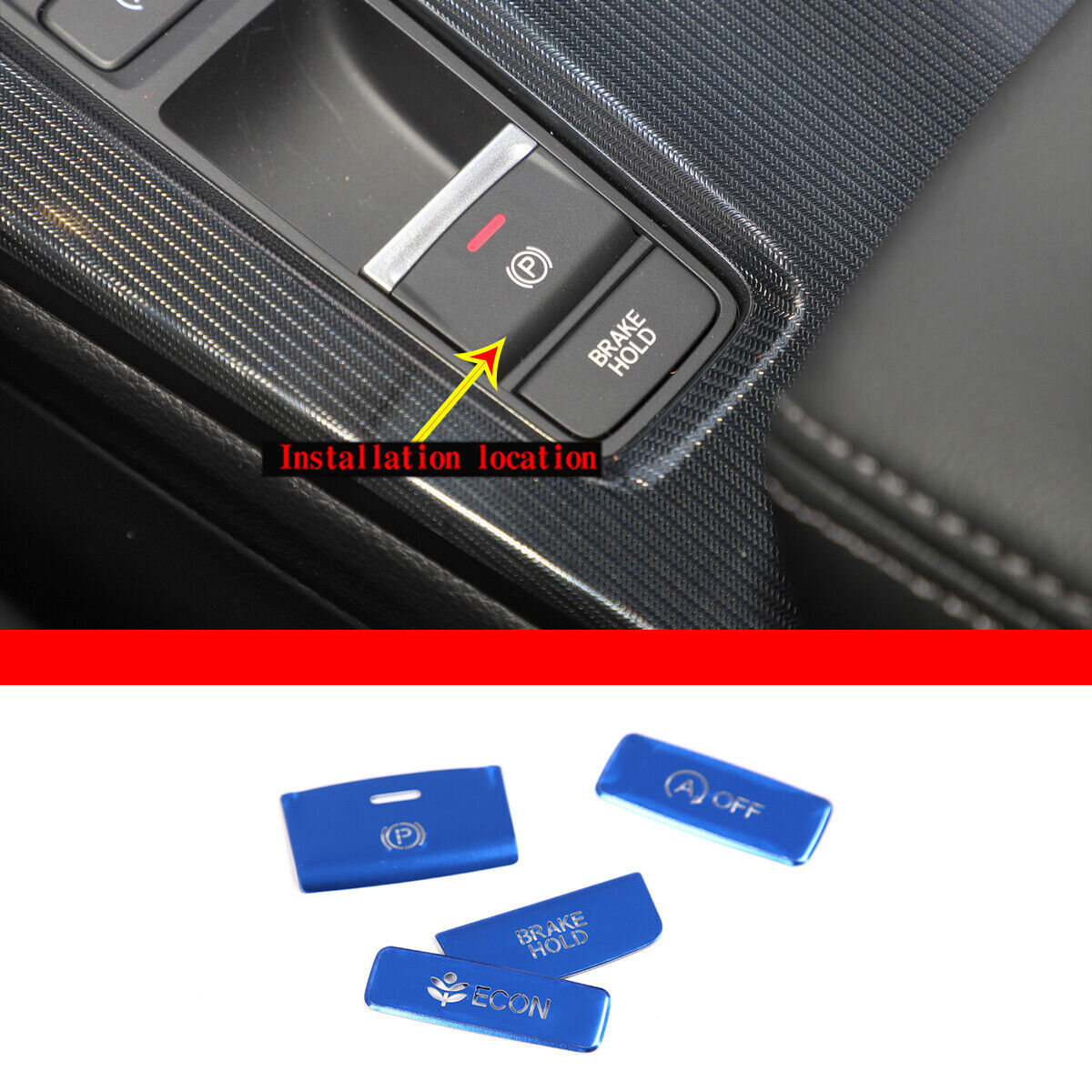 Blue Central Console Gear Shift Button Trim Cover for Honda for Civic 11th 2022-2023