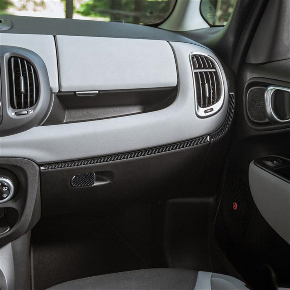 3Pcs Carbon Fiber Interior Decor Glove Box Cover Trim for Fiat 500L 2014-2017