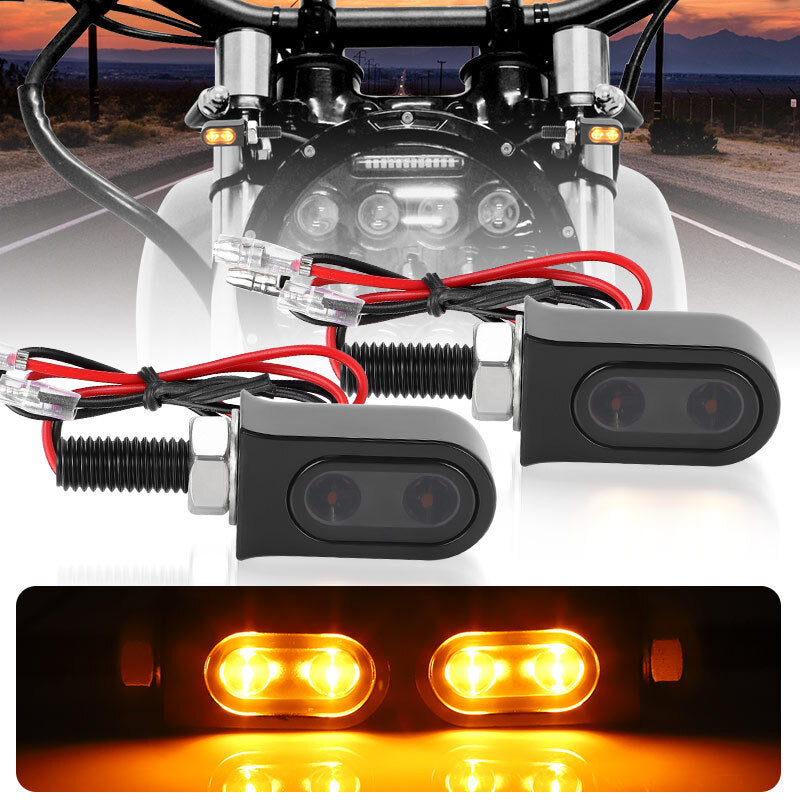 2PC Motorcycle for Mini LED Turn Signal Light Lamp Indicator Blinker Amber Universal