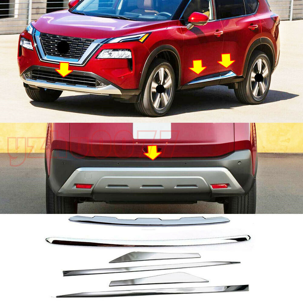 for Nissan Rogue 21-23 ABS Chrome FrontRear Bumper Body Molding Cover Trim Kit