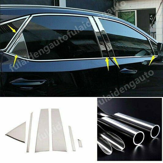 For RX350 RX450H 2016-2021 Chrome Steel Door Trim Window Pillar Posts Cover Trim