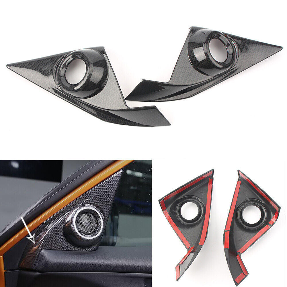 for Honda for Civic 2016-2017 Carbon Style Door Speaker Cover A-Pillar Interior Trim