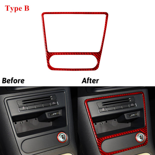Red Carbon Fiber Central Surround Frame Trim for Volkswagen for Tiguan 2013-2017