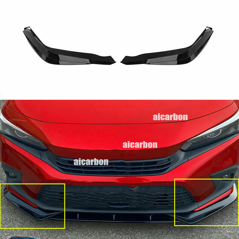for Honda for Civic 2022-2023 Gloss Black ABS Front Spoiler Splitter Diffuser Bumper