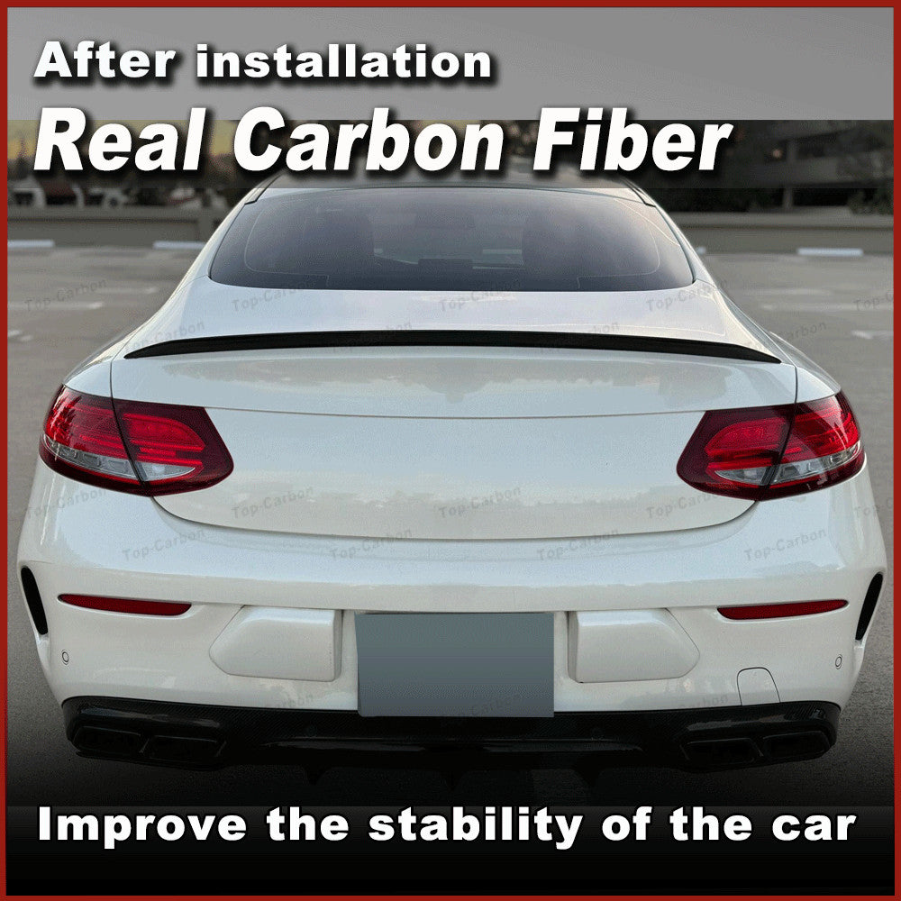 for Mercedes C205 C63 Coupe REAL Carbon Fiber Rear Trunk Spoiler Wing Lip