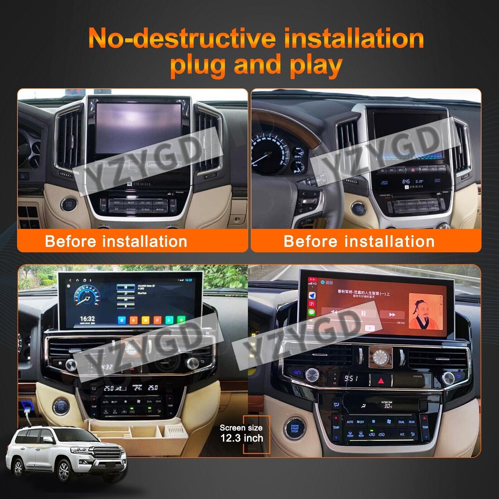 for Toyota for Land Cruiser LC200 2016-2021 2Din Car Radio Android Receiver Screen