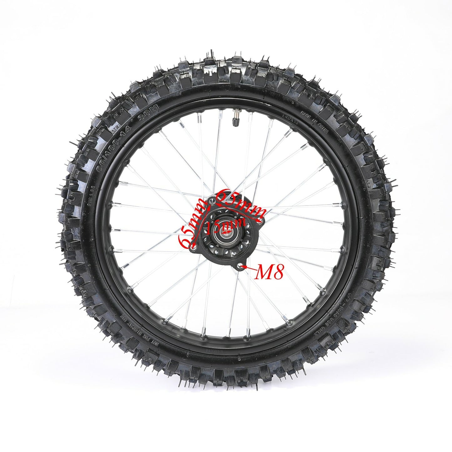 15mm Axle 60/100-14 inch Front Wheel Tyre Rim for Dirt Pit Bike CRF70 125cc 110