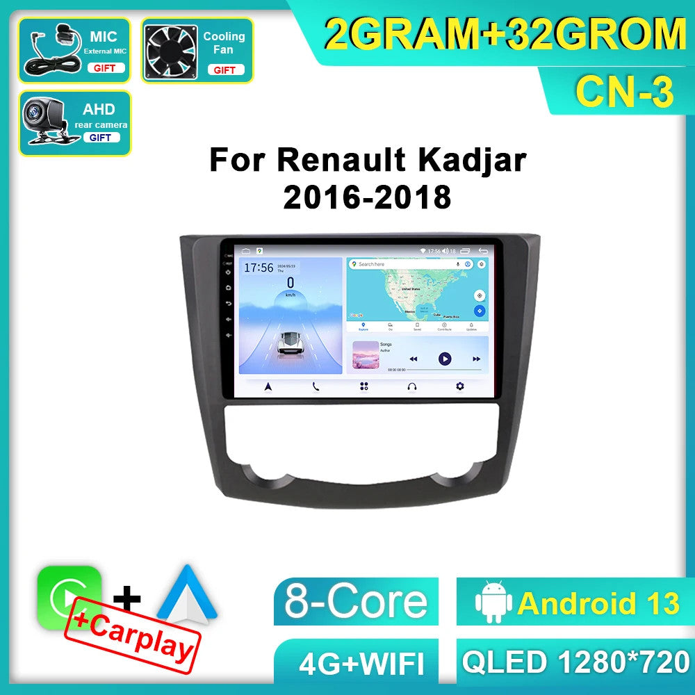 for Renault Kadjar 2016-2018 Stereo Android CarPlay Car Radio GPS Player Screen