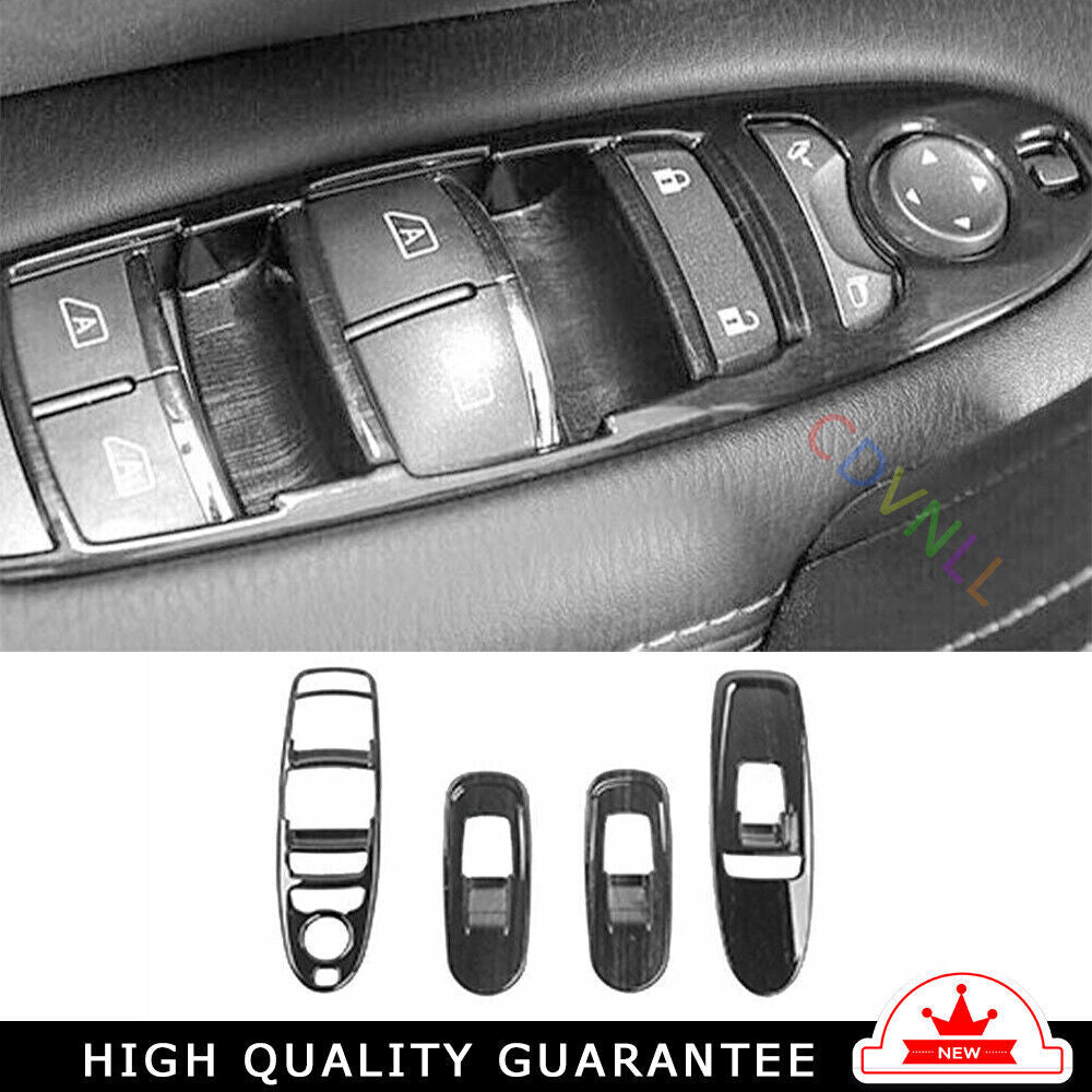 Glass Window Lifting Lock Panel for Nissan Armada Y62 2017-2020 Black Wood Grain