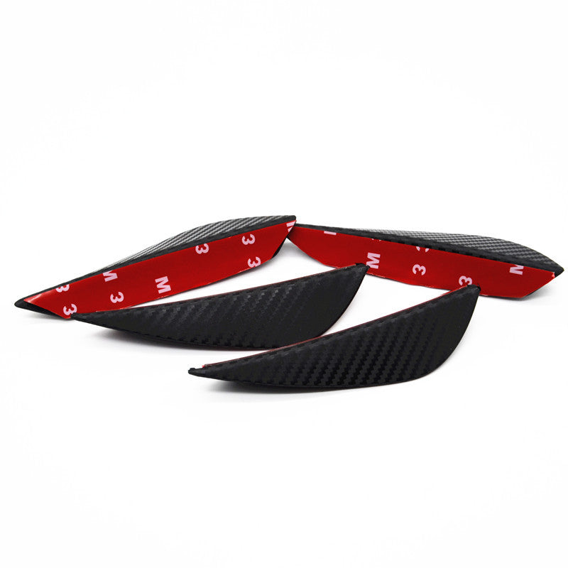 Rubber Carbon Fiber Car Front Bumper Splitter Fin Exterior Body Spoiler Canards