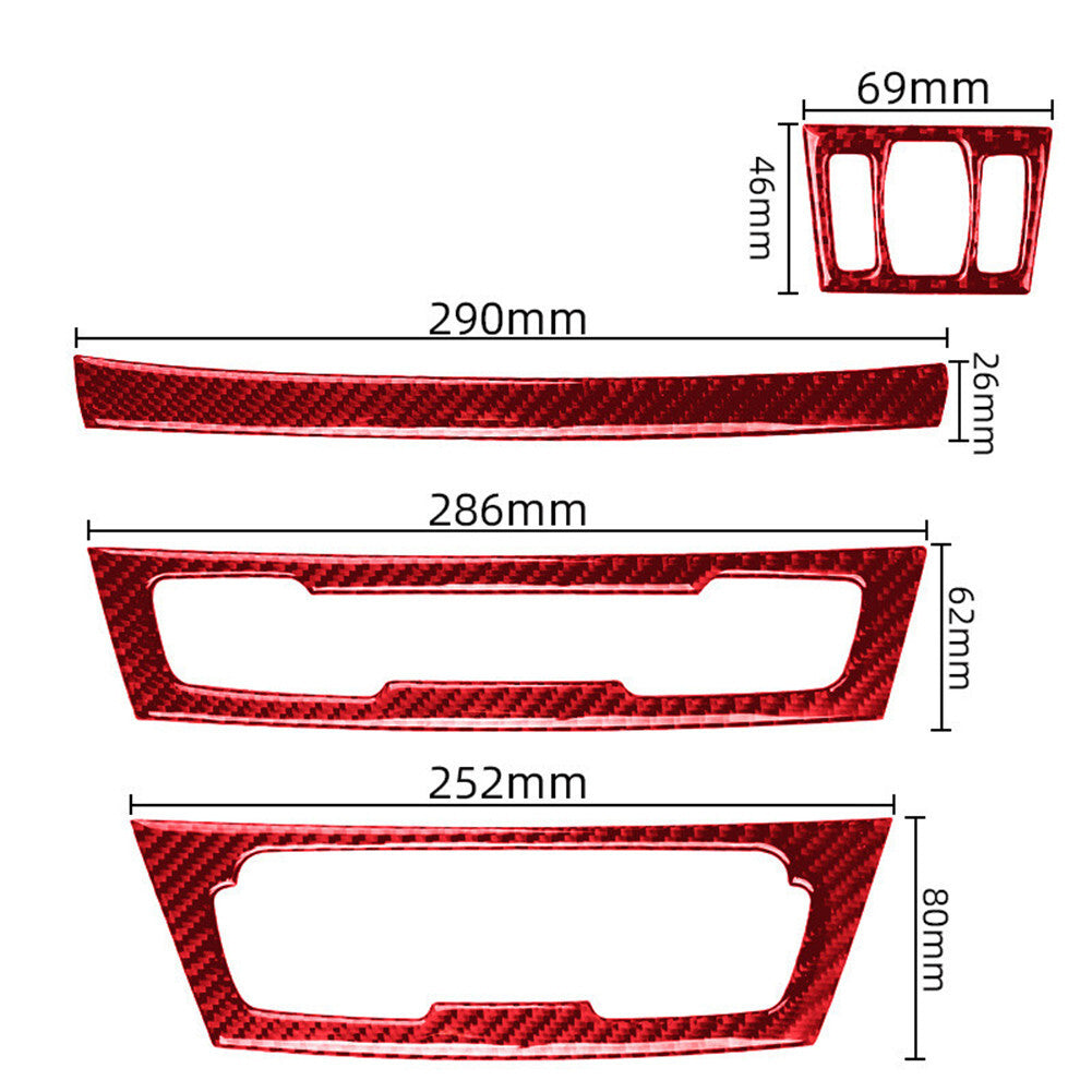 4x Red Carbon Fiber Air Conditioner Control Panel Trim for Bmw X1 F48 2016-2018