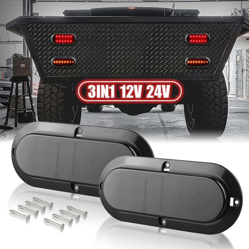 2x Trailer Truck LED Stop Flowing Sequential Amber Brake Turn Signal Tail Light