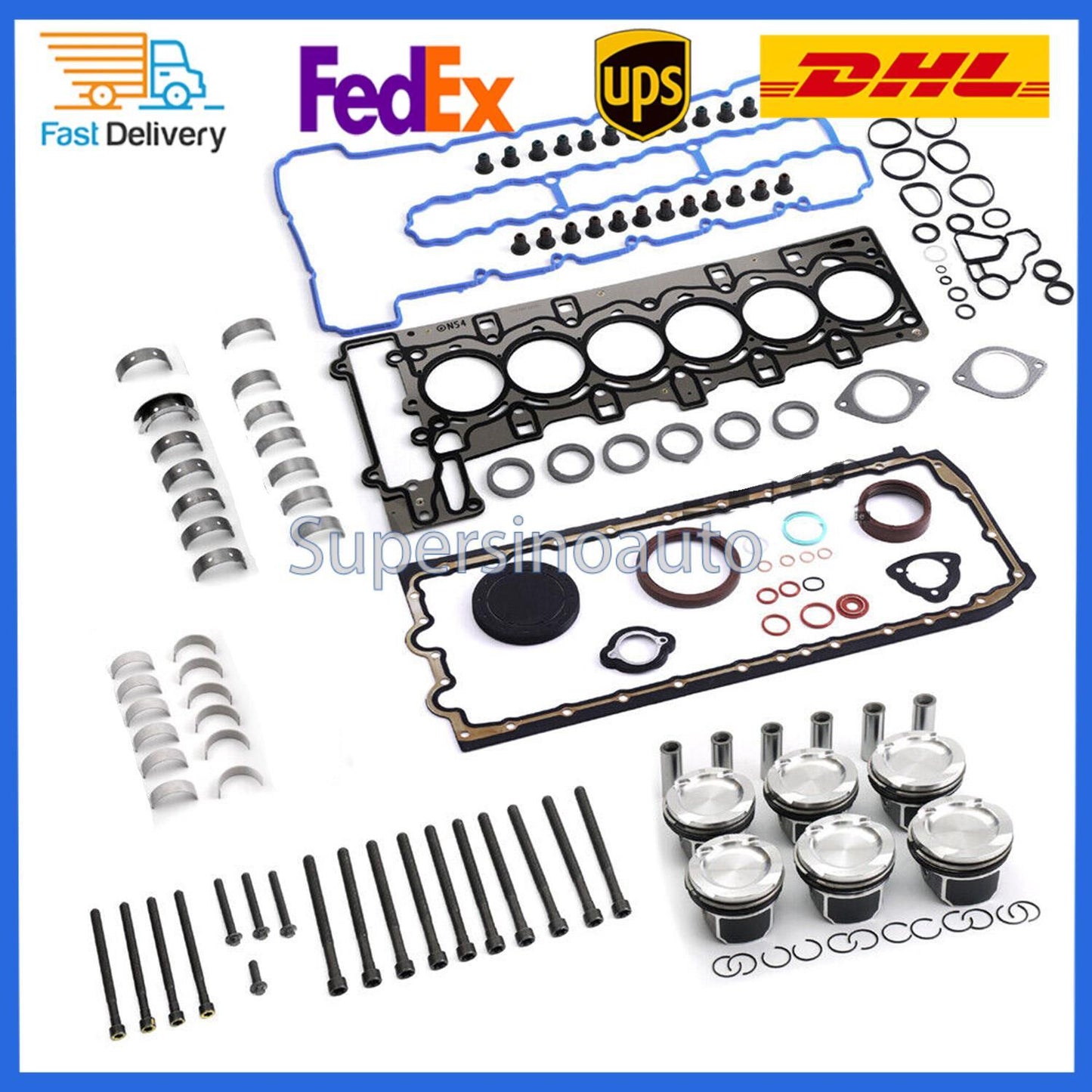 Engine Overhaul Pistons Gasket Kit for BMW E88 E60 E71 335i E90 E92 F02 N54 3.0