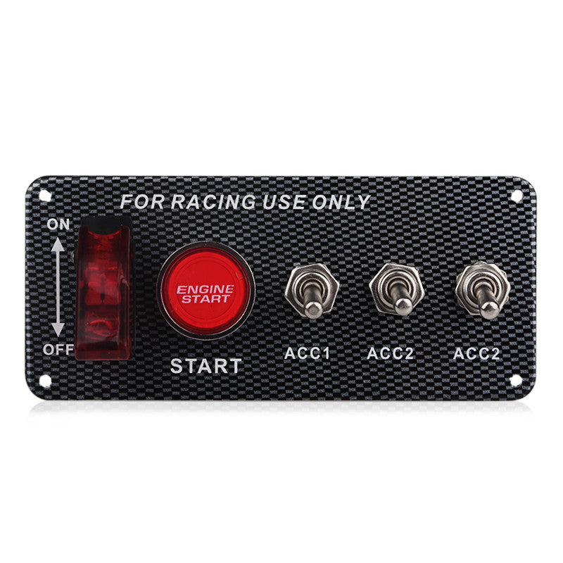 Car Racing Switch 12V LED Ignition Panel Engine Start Push Button Carbon Fiber