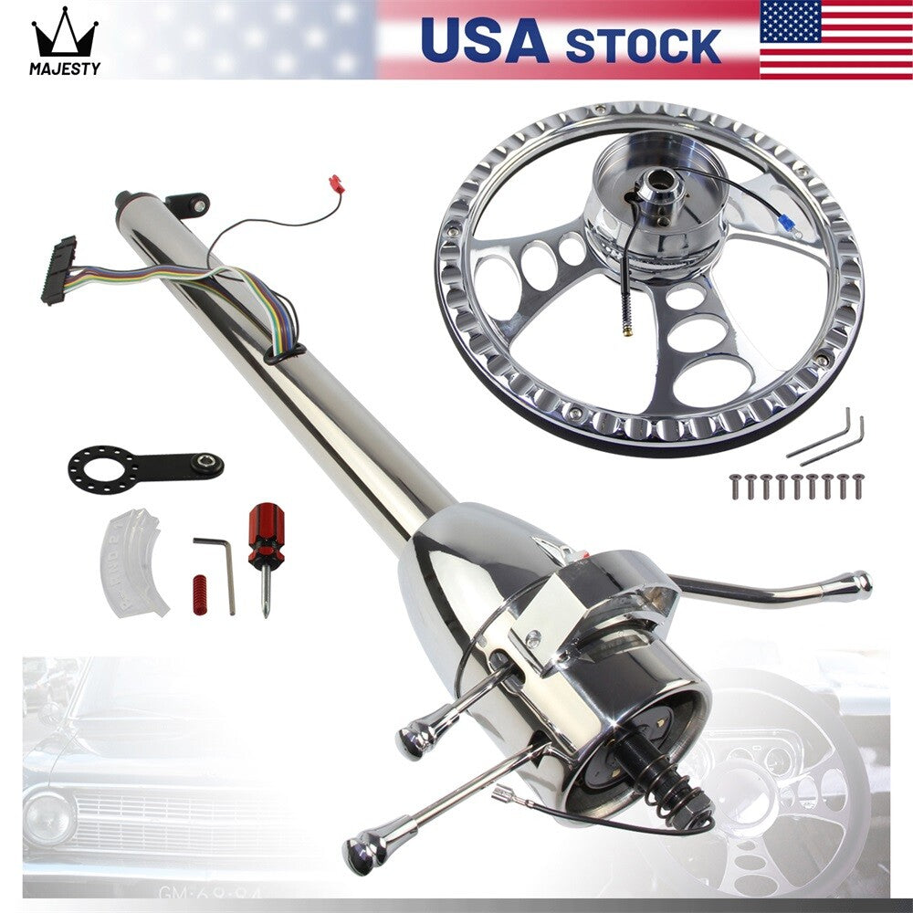 Universal 30'' Tilt AT Automatic Steering Column GM +14'' 9 Bolt Steering Wheel
