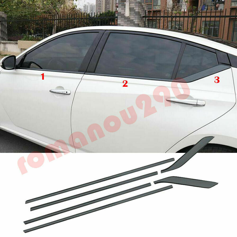 carbon fiber steel window Lower strip Cover Trim 6x For 2019-2022 for Nissan Altima