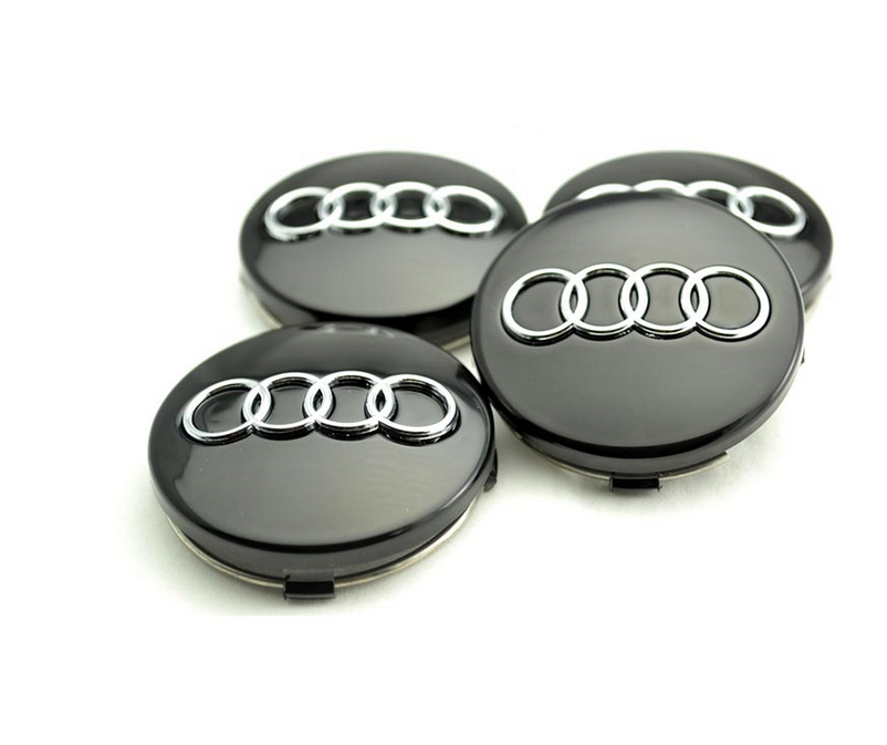 4x60mm for Audi Rim Caps Hubcaps Wheel Center Caps Badges Decals Emblems Black