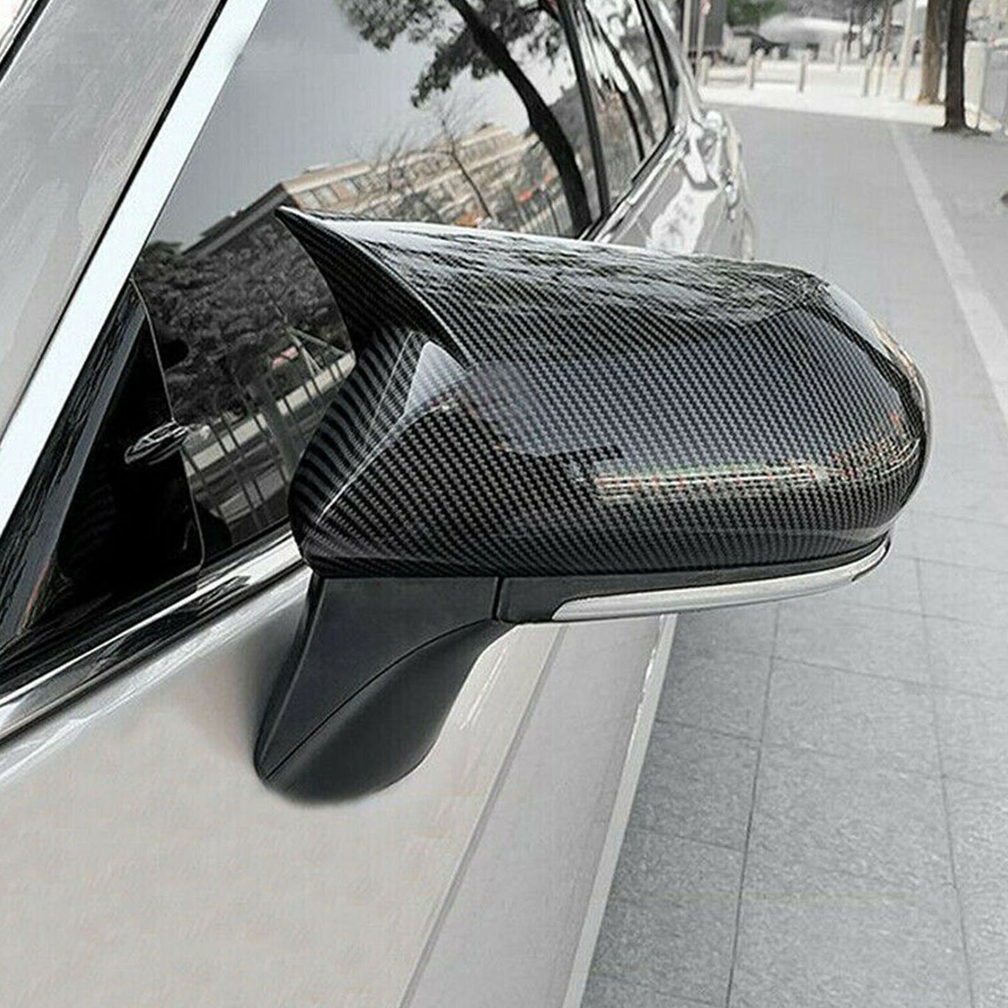 Carbon Fiber Ox Horn Side Rearview Mirror Cover cap Trim for Toyota for Camry 18-22