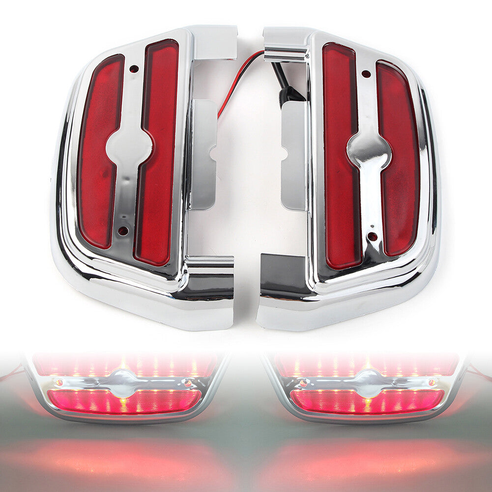 Led Light Footboard Floorboard Cover for Harley Touring Road King Chrome-Red go