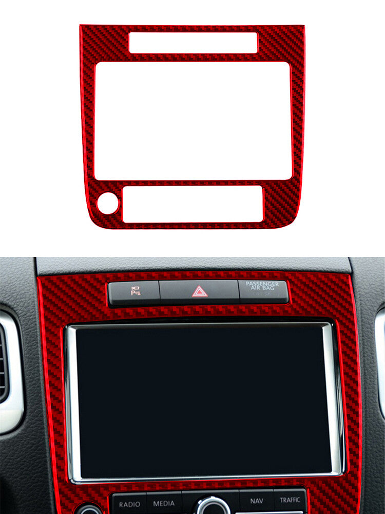 Red Carbon Fibre Navigation Area Trim Panel for VW Touareg 2011-2018 Type B