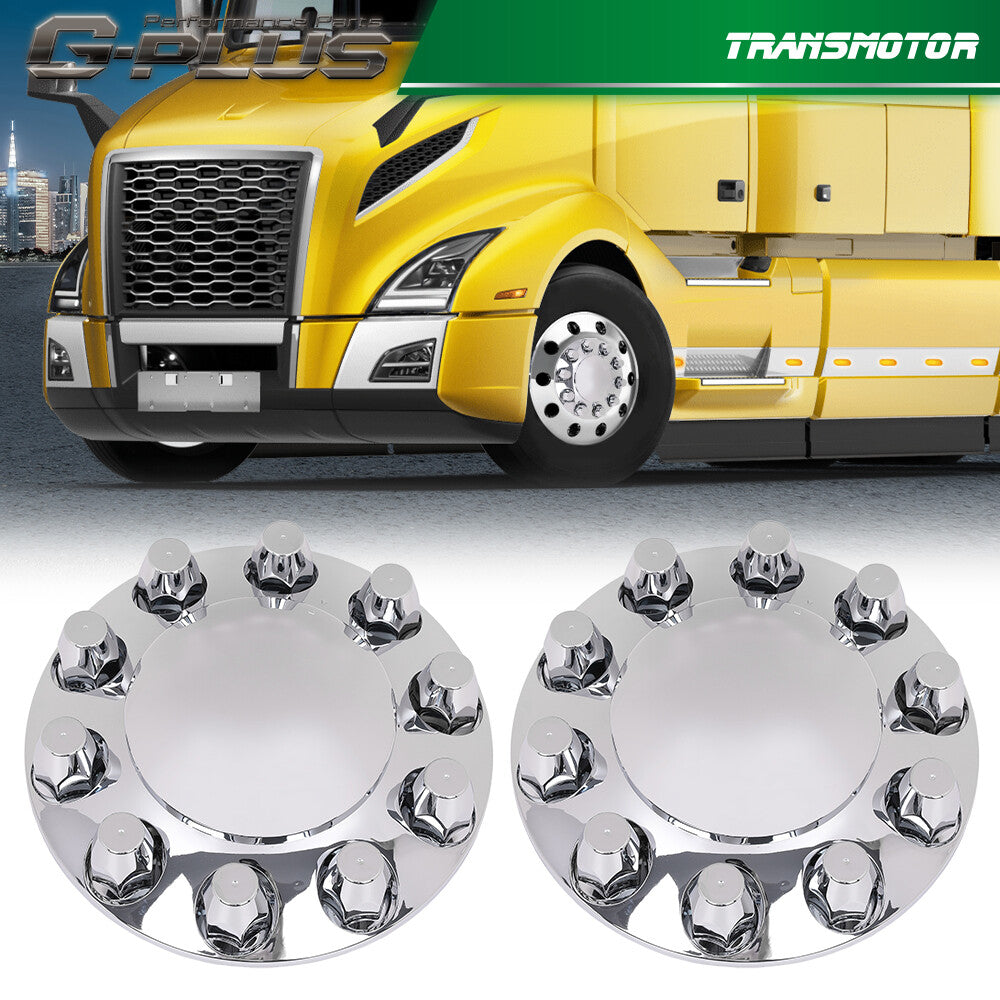 2-Piece Silver 33mm Nut Covers, Wheel Covers, Hub Axles, Semi-Truck Plastic ABS - Brand New