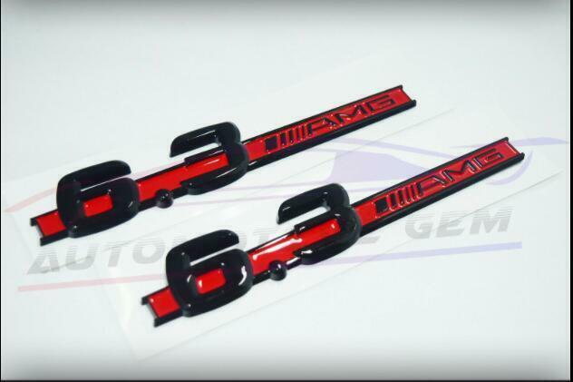 6.3 AMG Emblem Red Black Fender Logo Badge Nameplate for Mercedes C63 E63 S63