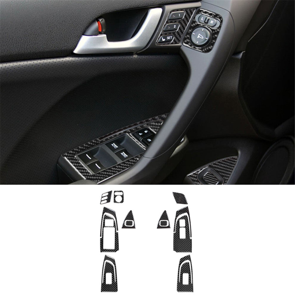 13Pcs Carbon Fiber Interior Door Control Kit Cover Trim for Acura TSX 2009-2014