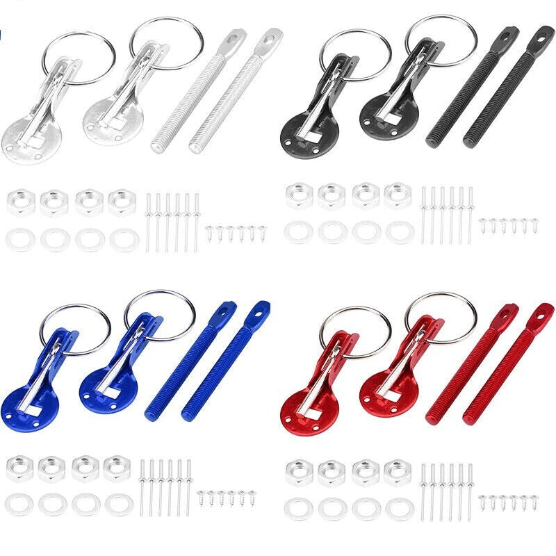 New Universal Alloy Car Mount Bonnet Range Hood Pin Lock Latch Kit - Motorsport