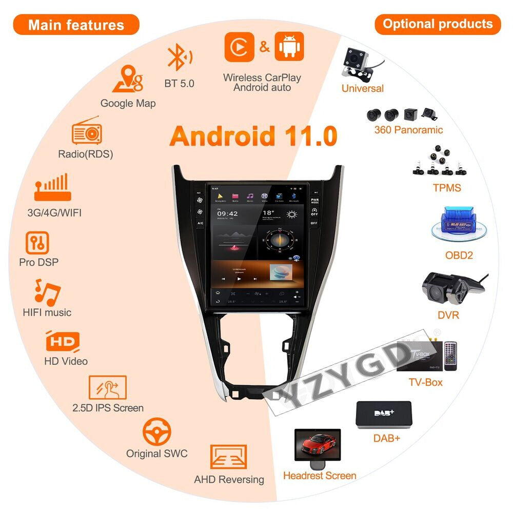CarPlay Car Radio for Toyota Harrier 2013-2018 GPS Receiver Stereo Player Screen