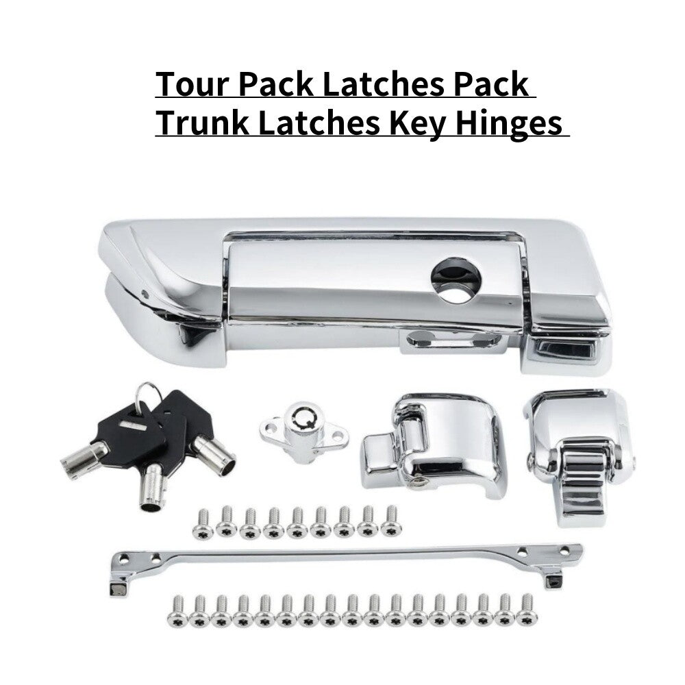 Chrome Pack Trunk Latches Key Hinges Fit for Harley Touring Tour Pak 2014-2024