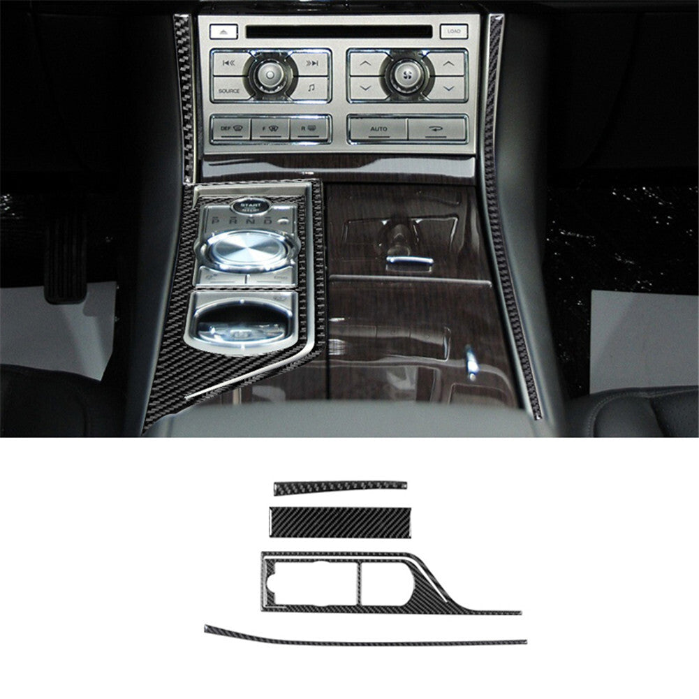 4x Carbon Fiber Center Console Bezel for Jaguar XF 2009-2011